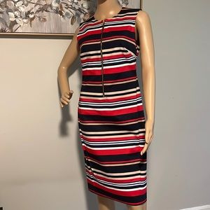 Donna Karan dress, Size 4, Multicolored red, beige, white, and blue